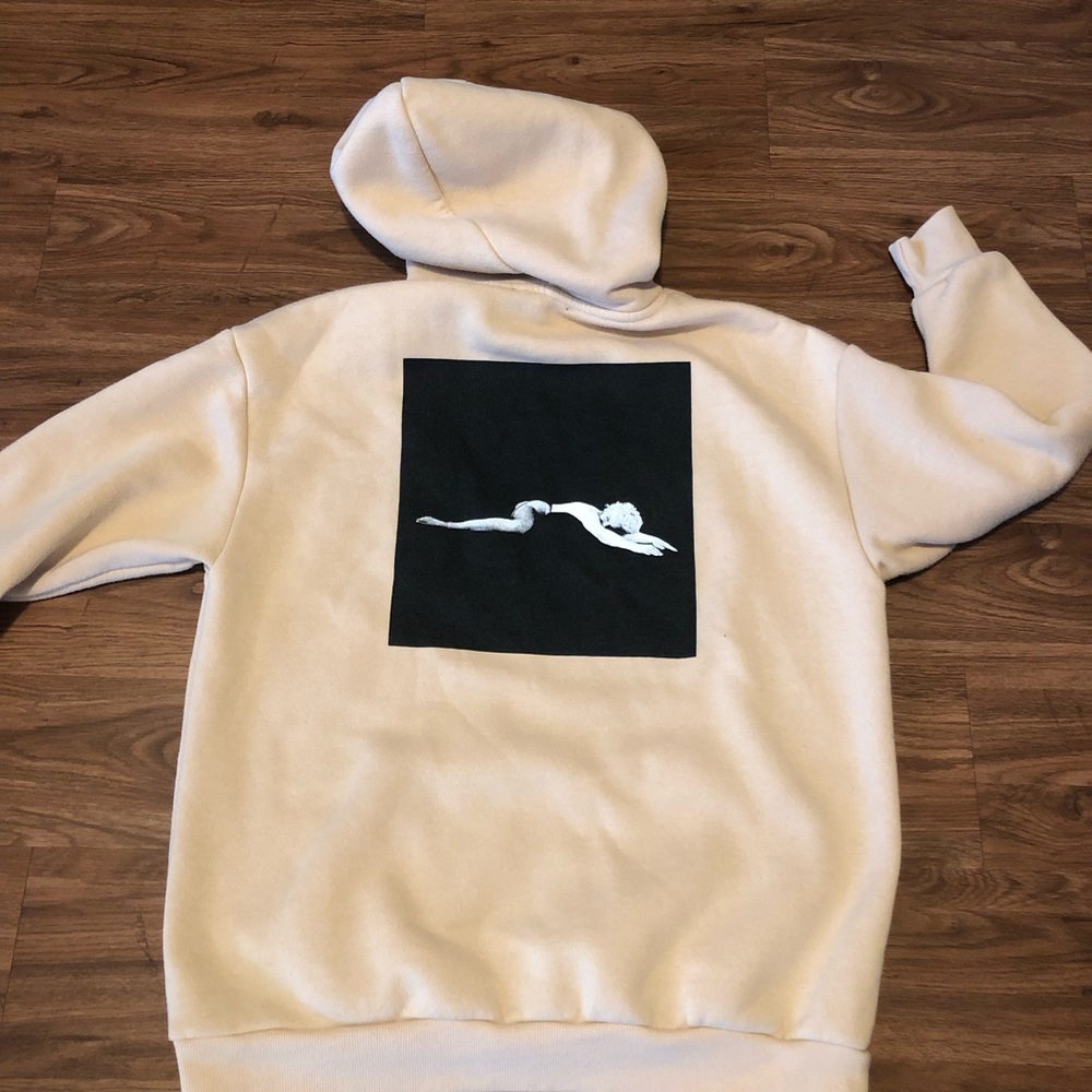 Forever 21 Cream Hoodie with Black Graphic